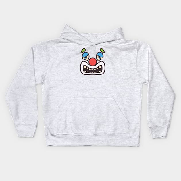 Funny Clown Face Cartoon Illustration Kids Hoodie by unlesssla